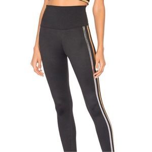 BEACH RIOT Black Metallic Stripe Leggings M